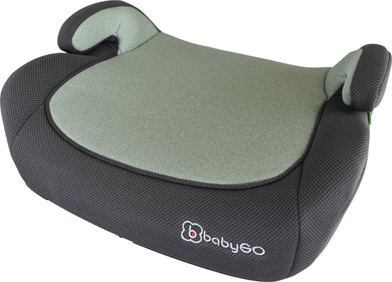 BabyGO autostoel Booster iSize - Zitverhoger - Stoelverhoger - Autogordel bevestiging - Groen Melange (voor kinderen van 125 - 150cm)