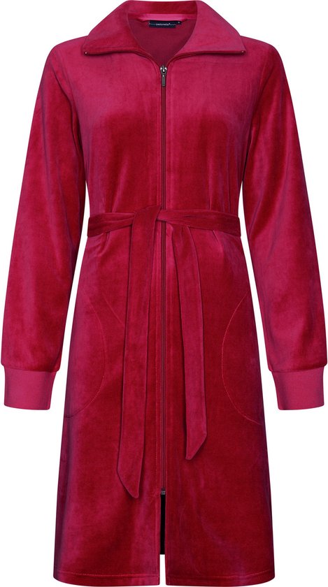 Badjas Pastunette Flow - Rood - Velour - Rits - Maat S