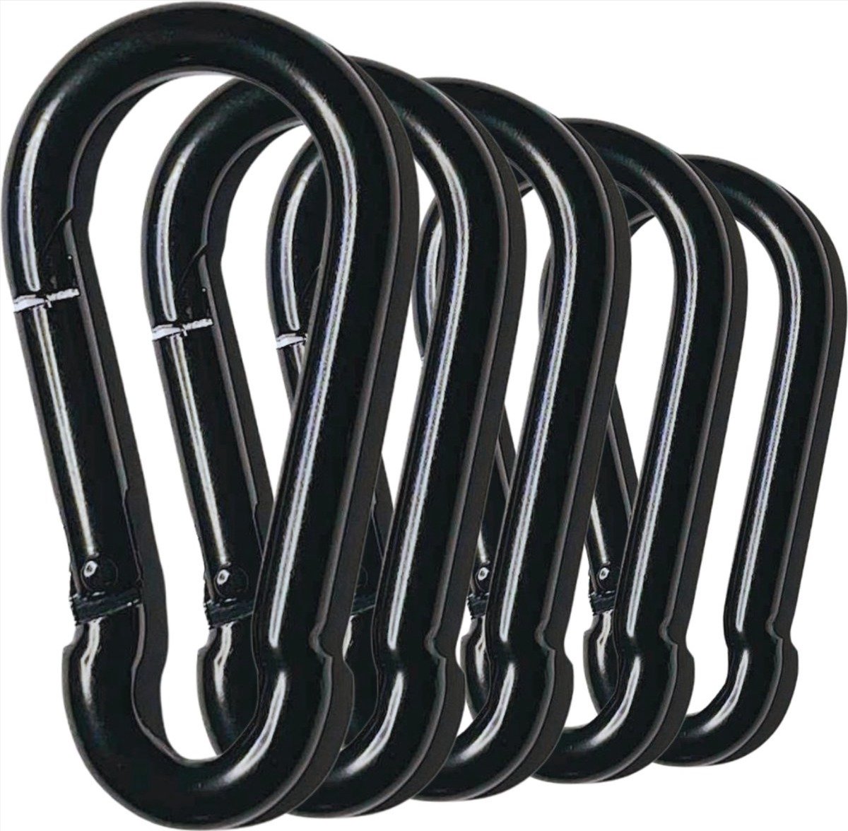 *** 5x Robuuste Karabijnhaak, 7x70mm - Gegalvaniseerd & Verzinkt Staal - Zwart Musketonhaak van Heble® ***