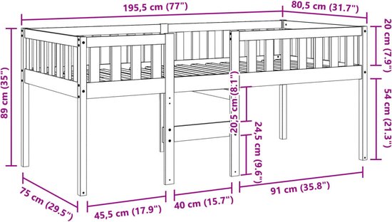 vidaXL Lit enfant sans matelas Pin massif 75x190 cm