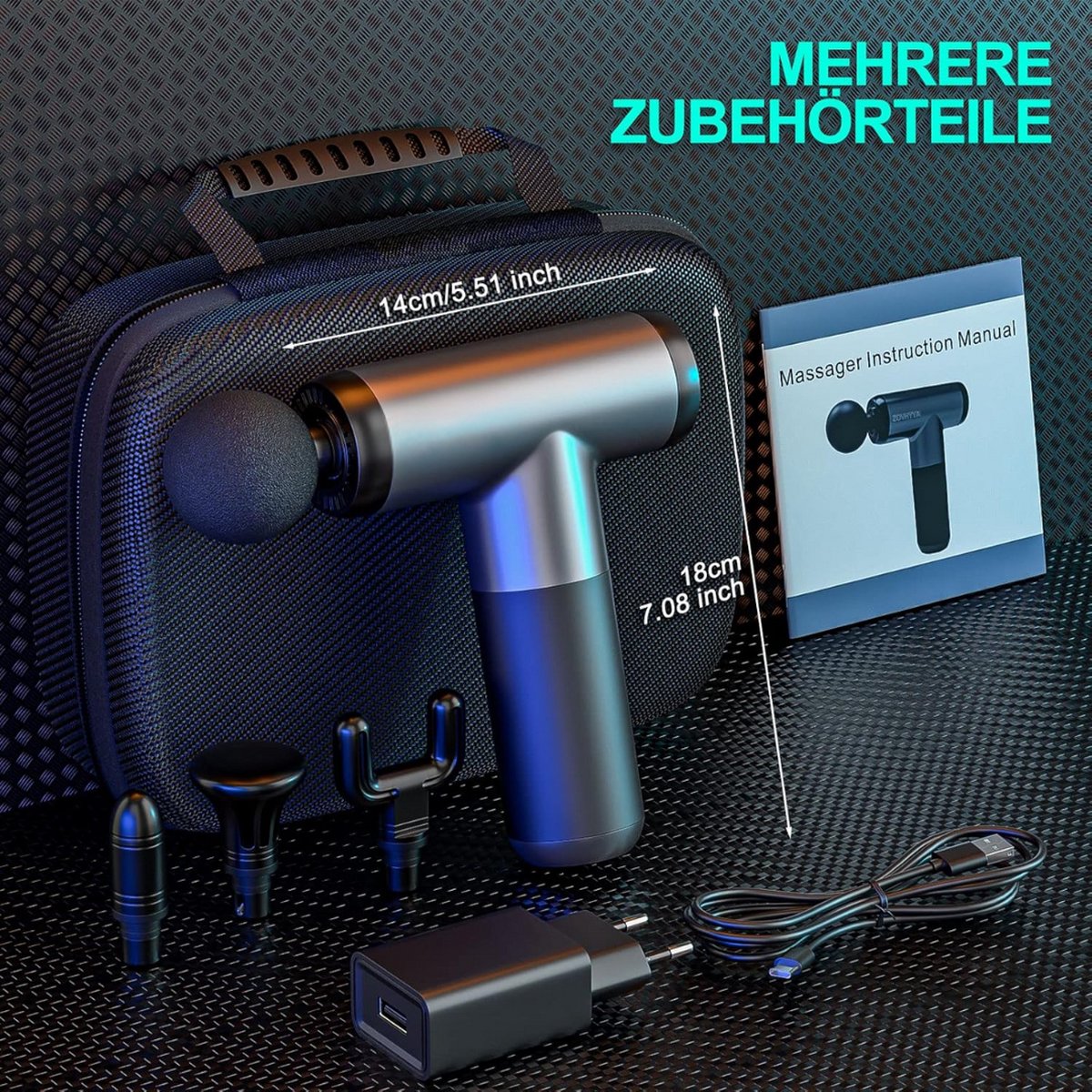 Afbeelding 2 van Equivera Massage Gun Professioneel - Massagegun - Massageapparaten - Massage Pistool - Compact Massage Apparaat