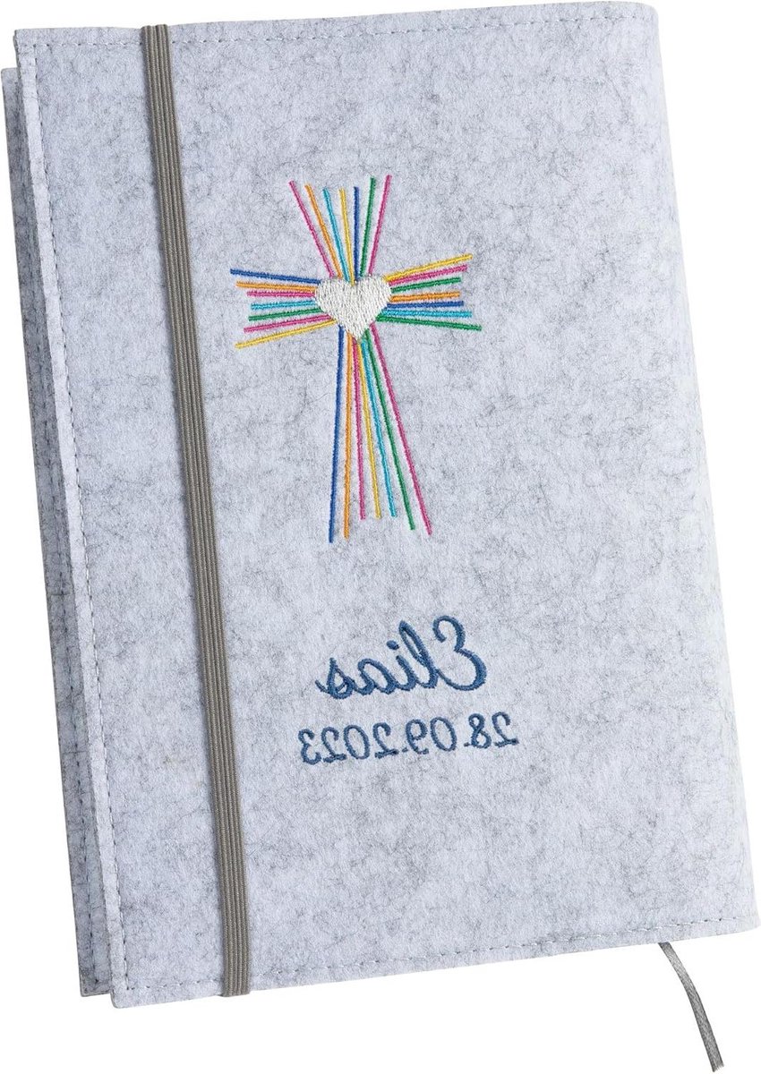 Personaliseerbare Bijbelhoes van vilt - Beschermhoes voor schoolbijbel met naam - Gepersonaliseerd Bijbeletui Bijbelhoes