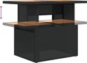 Zwarte polyrotan bartafel met verstelbaar houten blad.