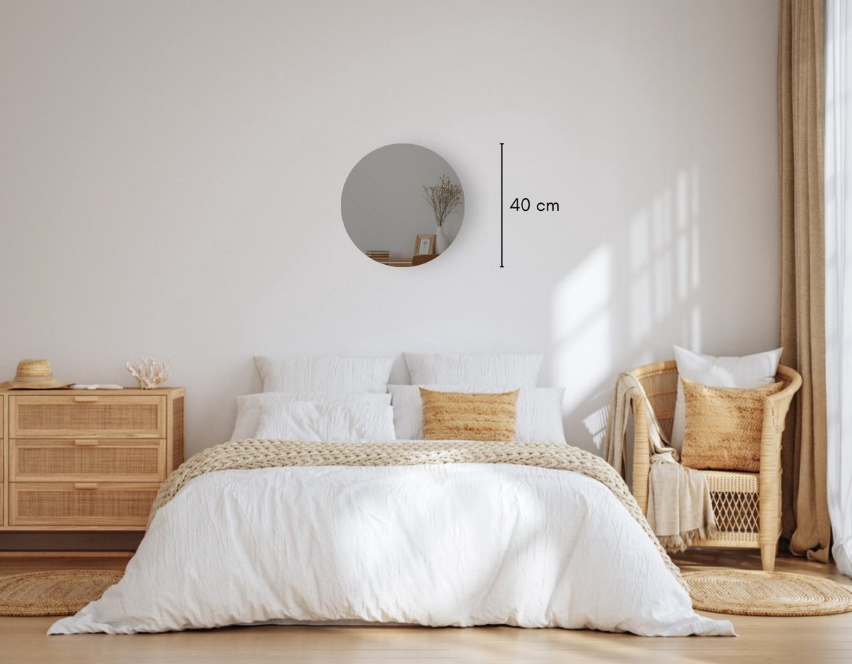 Wandspiegel - Rond - Diameter 600 mm - Grijs - Met montageset - In Nederland Geproduceerd - Top Kwaliteit Wandspiegel Zonder Lijst