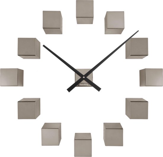 Karlsson Wandklok Diy Cubic Metallic - Grijs - 40x5.5x40cm - Wandklok Scandinavisch