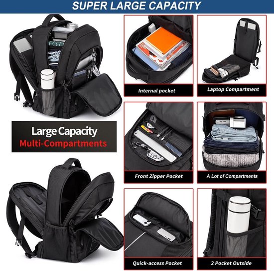 18.4 Inch Laptop Rugzak, Extra Grote Reisrugzak Grote Capaciteit Heavy