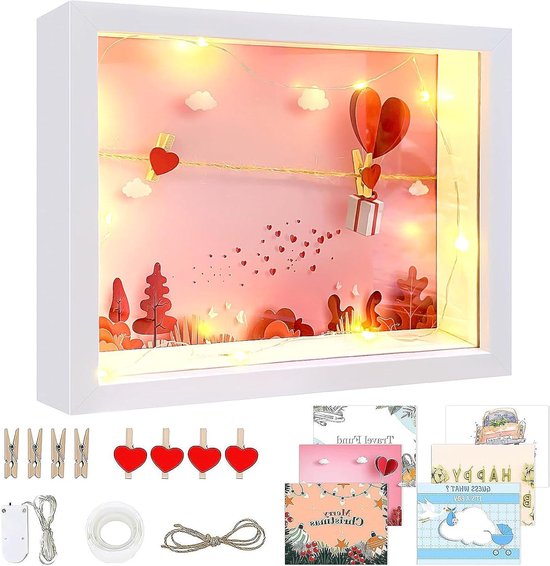 3D-fotolijst om te vullen, 22 x 22 cm, 3D-objectlijst diep 3 cm, diepe lijst voor muur en bureau, schaduwbox voor foto's, objecten