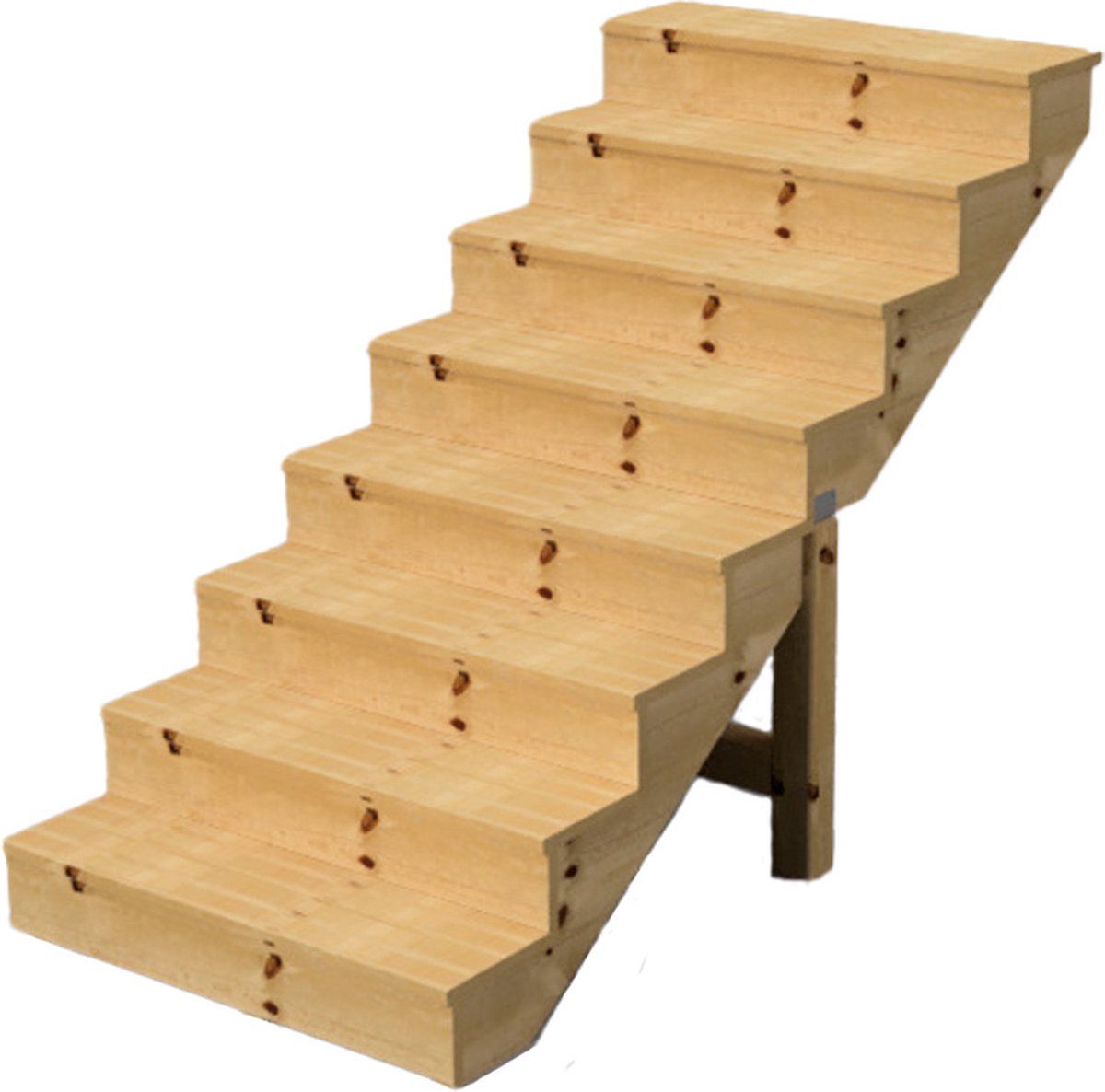 BERLIN Houten Buitentrap - 8 Gesloten Treden 139 cm Hoog - 80 cm Breed