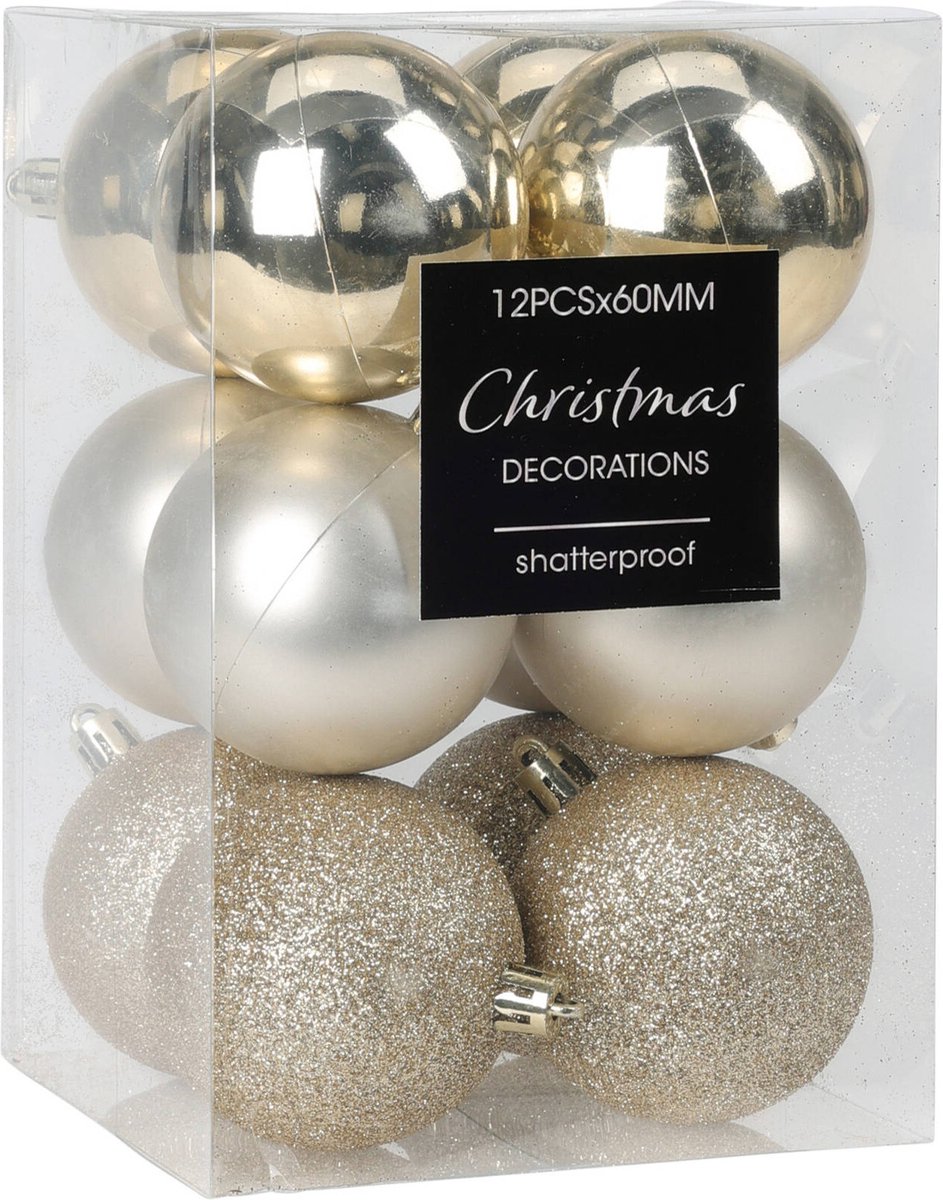 Set van 12 kerstballen, Ø 6 cm