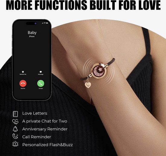 Lange Afstand Touch Armbanden met Verlichting en Trilling voor Stelletjes - Slimme Sun & Moon Liefdesarmbanden - Perfecte Cadeaus voor Relaties op Afstand, Digitale Armbanden voor Koppels — afbeelding 2