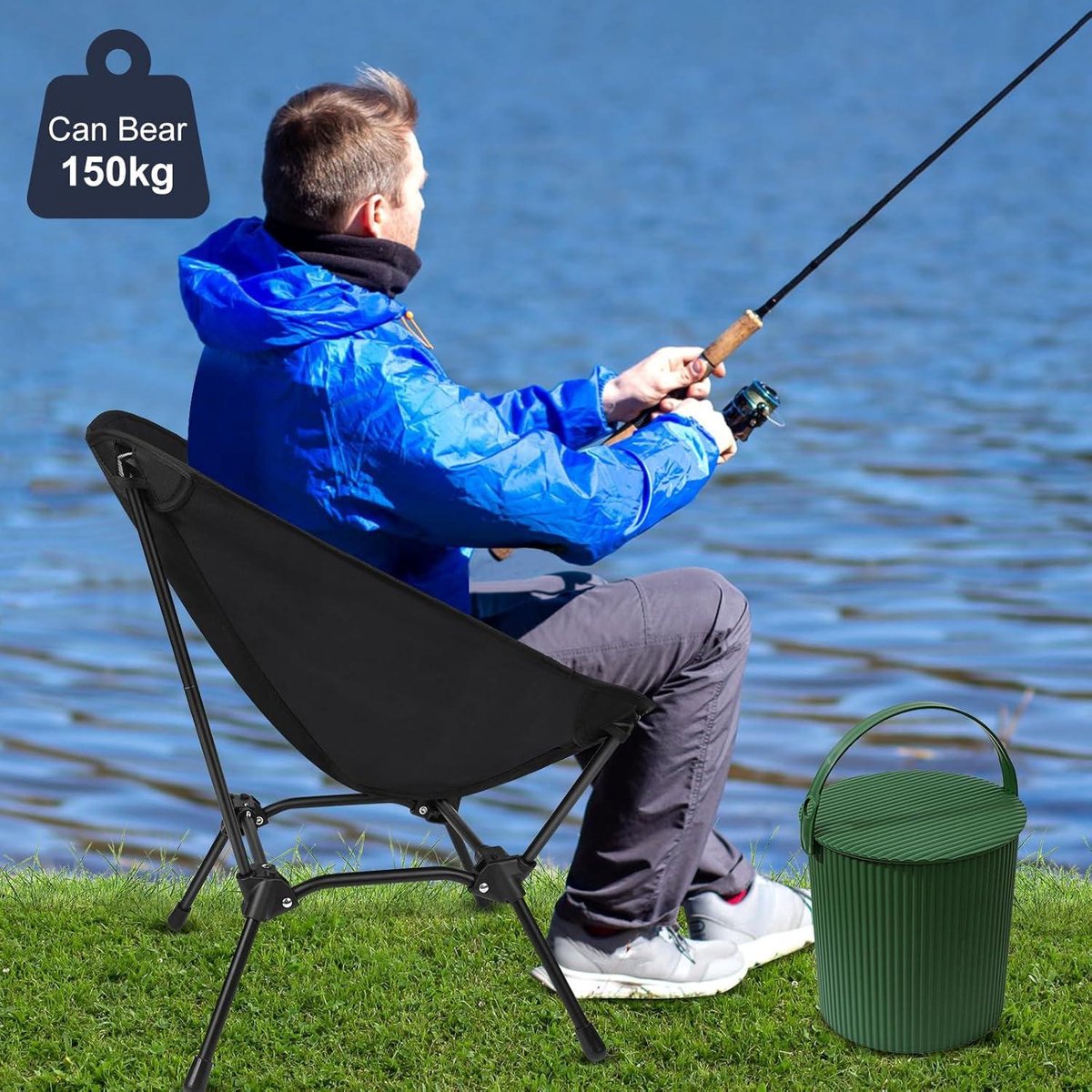 Tabouret De Camping Pliable – Léger, Costaud Et Super Pratique Pour La Pêche, La Plage Ou Le BBQ !