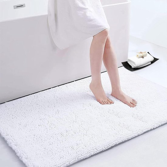 Homaxy Chenille Badmat, antislip, zacht, absorberend, wasbaar, 50 x 80 cm, marineblauw