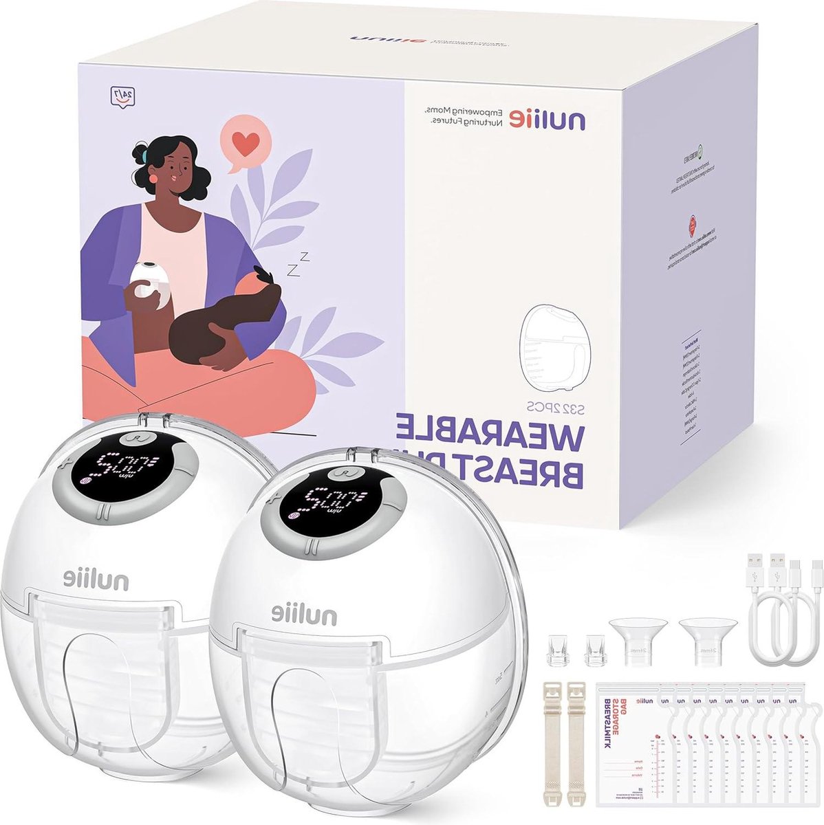 Goedkoopste Draagbare Elektrische Borstkolf - Handsfree, 4 Modi, 9 Niveaus, 24 mm Flens, Inclusief Vervangende Accessoires