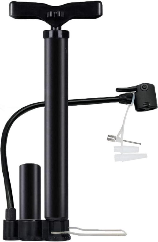 BV Fietspomp Duurzame Stalen Fiets Vloerpomp 17/24 inch Smart Valve Head, 160 psi, Automatisch Omkeerbare Presta en Schrader (Zwart - Volledige grootte