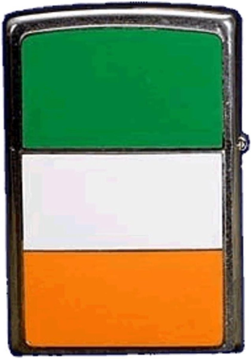 Vlag van Ierland embleem winddichte aansteker - geborsteld chroom met logo.