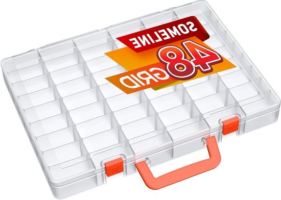 Gereedschapskist assortimentsbox 390 x 390 x 110 mm assortimentsdoos met doorzichtig deksel kunststof kleine onderdelen