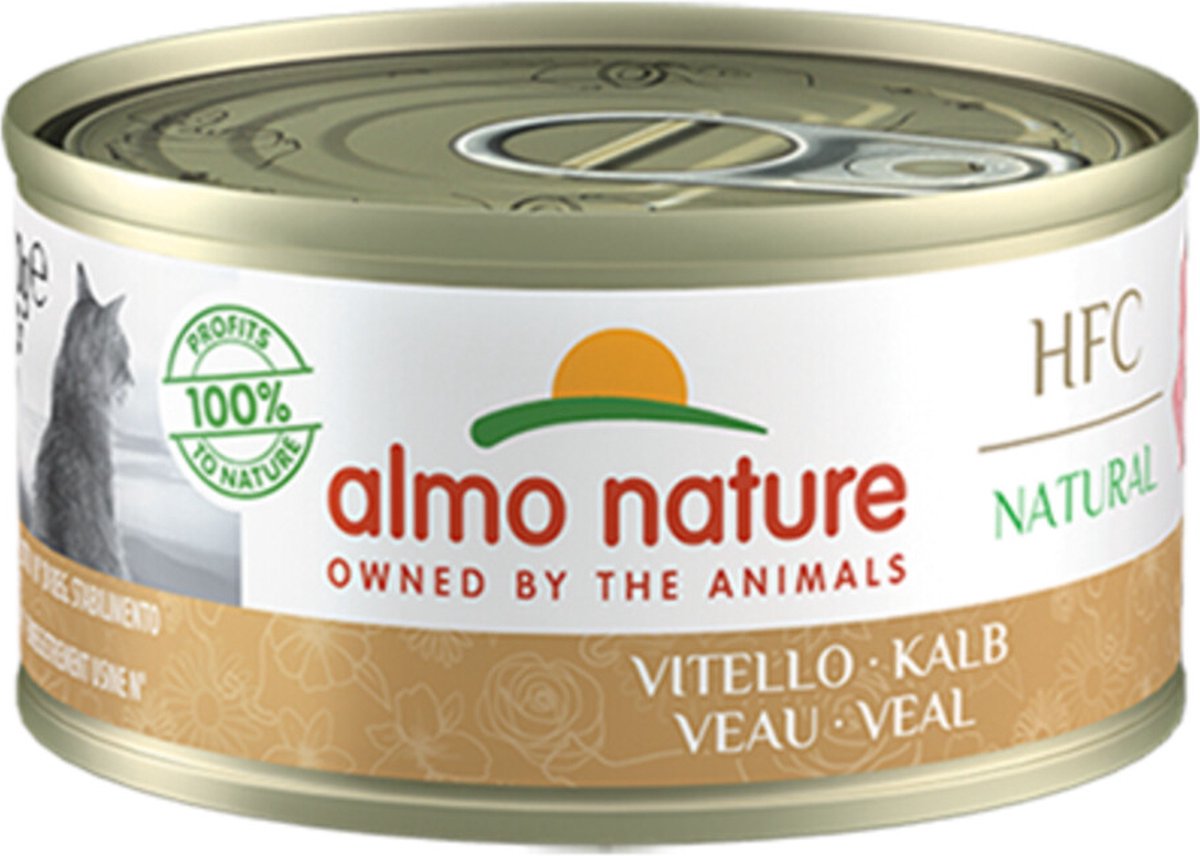 48x Almo Nature HFC Natural Kattenvoer Nat Blikje Kalfsvlees 70 gr