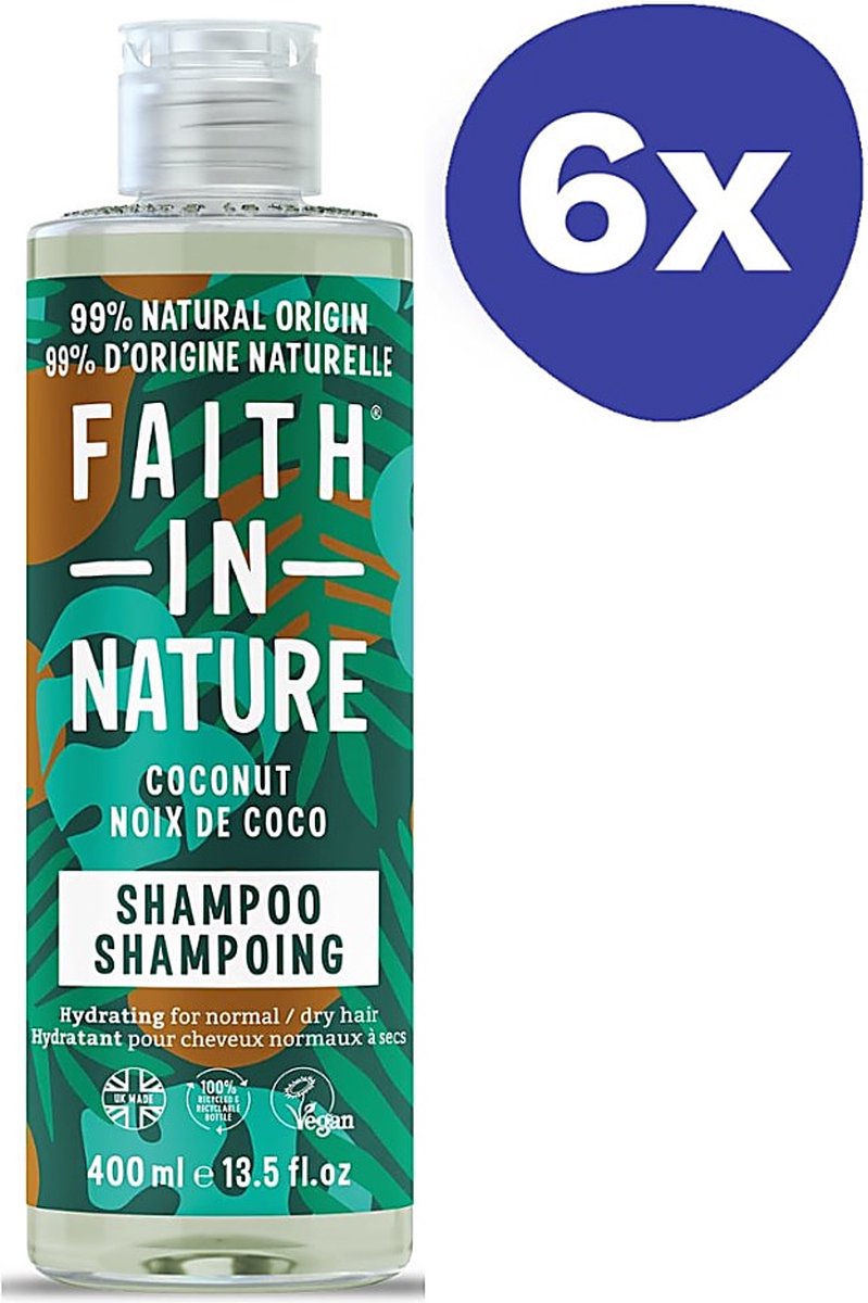 Faith in Nature Kokos Shampoo (voor alle haartypes) (6x 400ml)