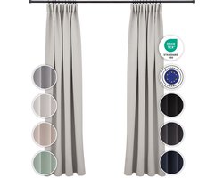 Blumtal Verduisteringsgordijn - Verduisterend Gordijn - Wasbaar - 140 x 145 cm - Lichtgrijs - Geplooid - Set van 2
