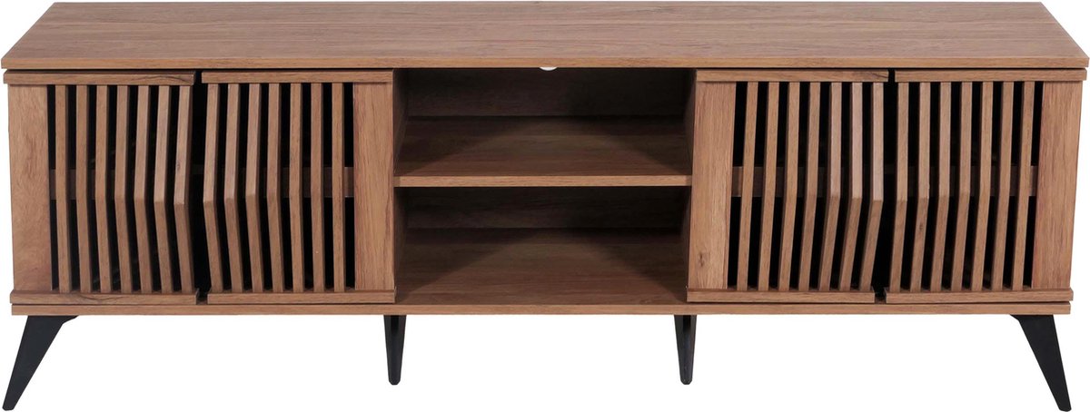 MCW TV-rek MCW-M45, TV-tafel lowboard kast, 3D design opbergvakken 55x166x41cm, bruin