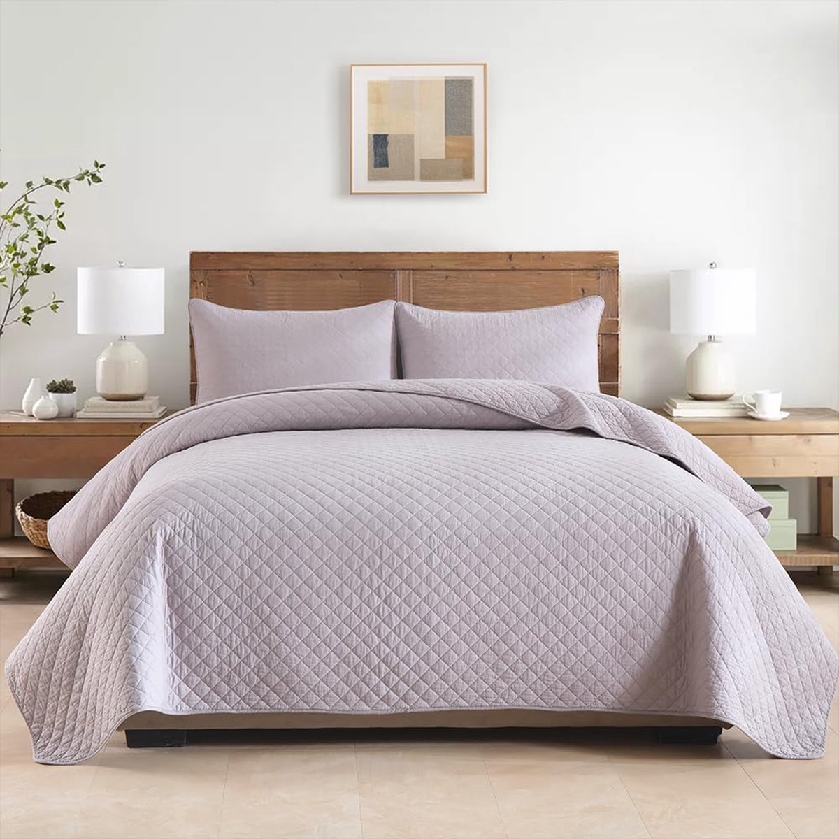 Goodivery ® Luxueuze Katoenen Bedsprei Set voor Tweepersoonsbed met Kussenslopen, Alle Seizoenen