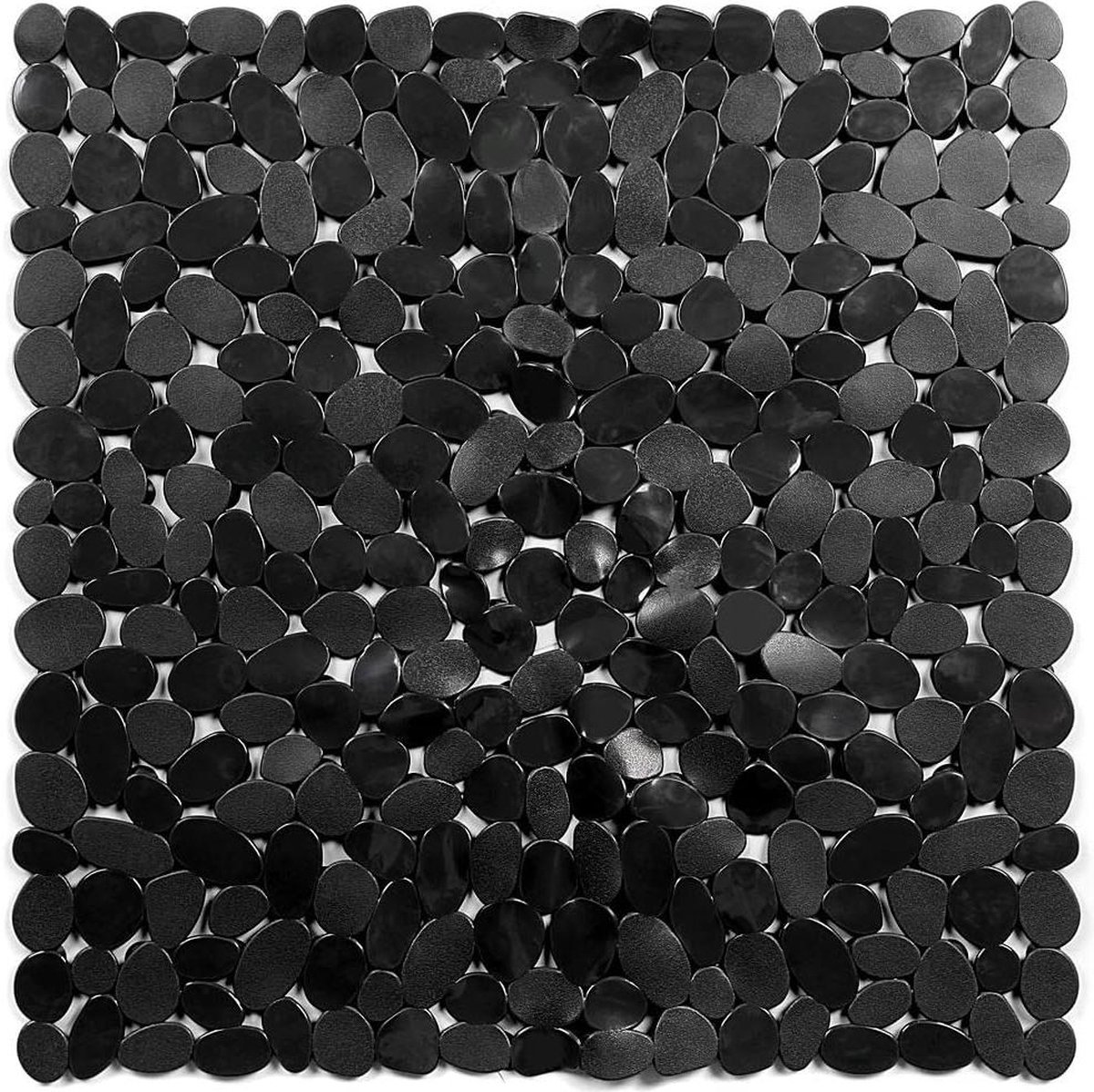 Antislip Badmat Kiezels Zwart | Anti Mould Badkuip Mat | Machine Wasbaar | Afvoergaten 54x54cm Anti slipmat
