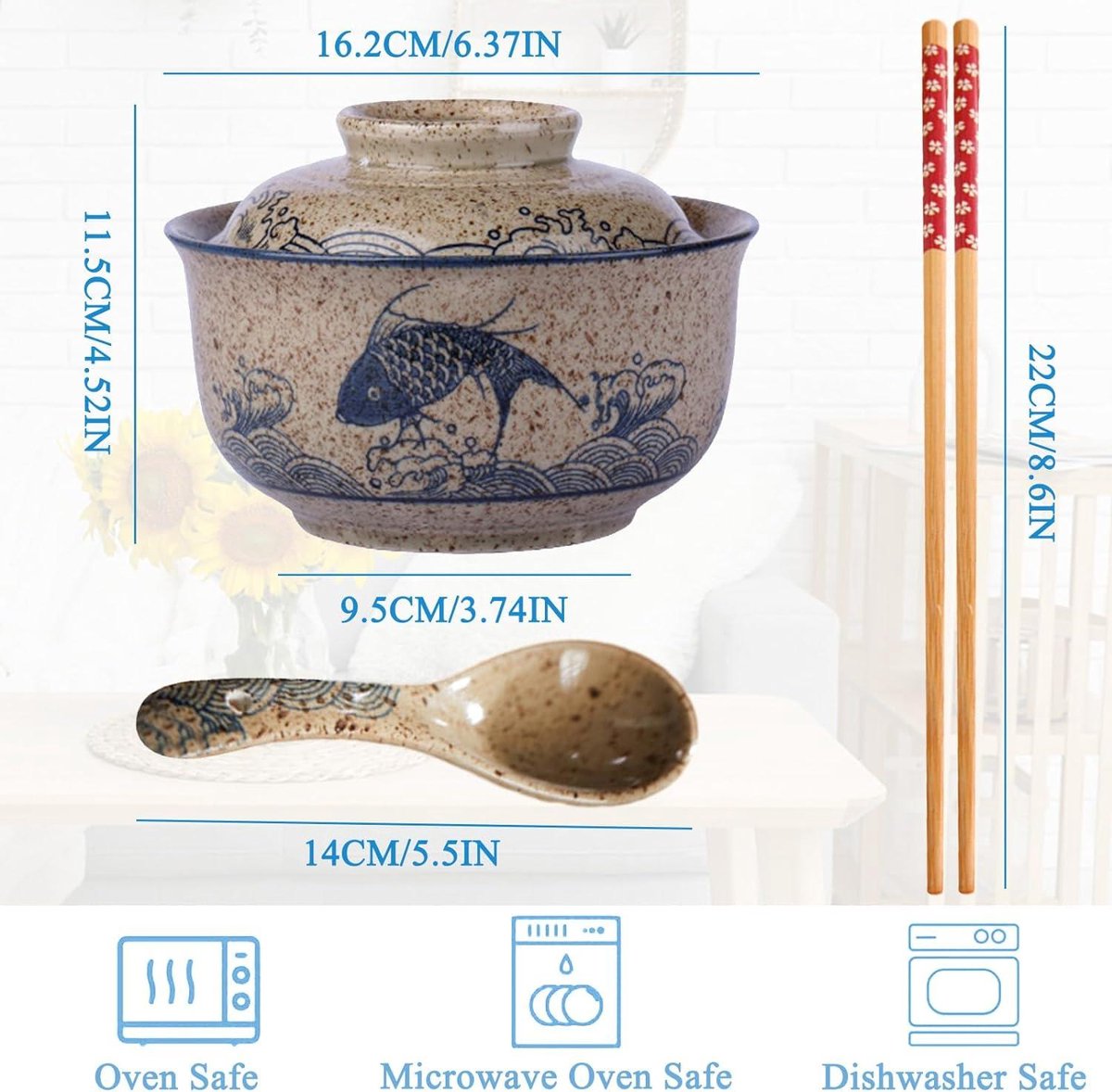 Bol à Ramen Japonais Style Nouilles - 2 Tailles Disponibles, Mélamine, Neuf Dans Son Emballage