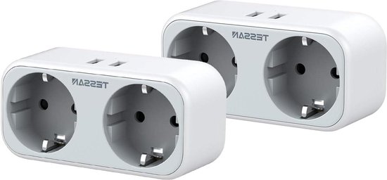 TESSAN 2 Pack USB Stopcontacten 4 In 1 - Dubbele USB Poorten En Stekkers Voor Thuis En Kantoor