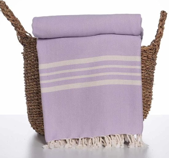 Foto: Hamamdoek krem sultan xxl light lilac 220x170cm xxl strandlaken tweepersoons strandlaken 2 persoons stranddoek picknickkleed festivalkleed plaid hamamdoek groot