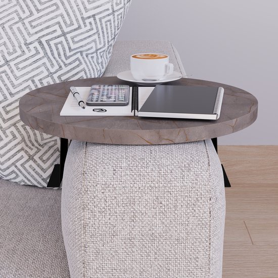 Plateau accoudoir Kuleskyd rond Ø34 cm marbre gris [en.casa]