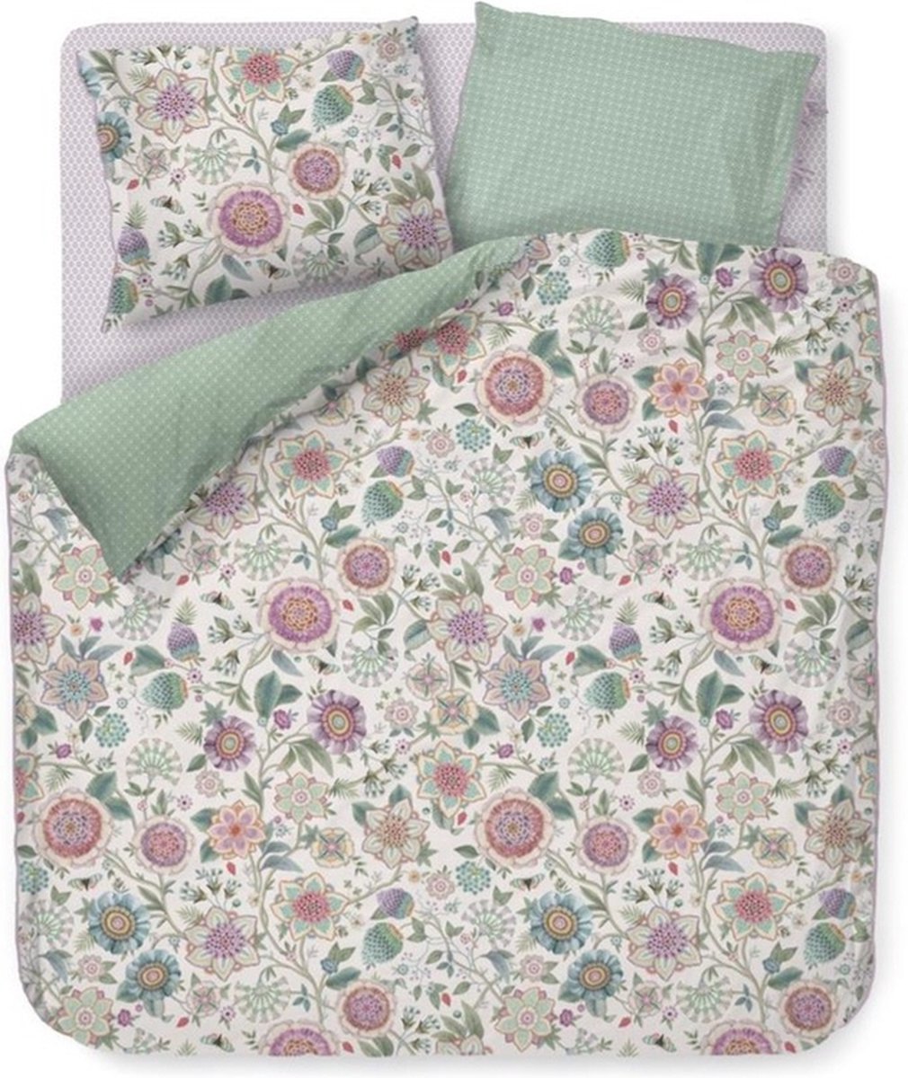 Pip Studio Viva Las Flores Dekbedovertrek - Lits-jumeaux - 240x200/220 cm - Wit