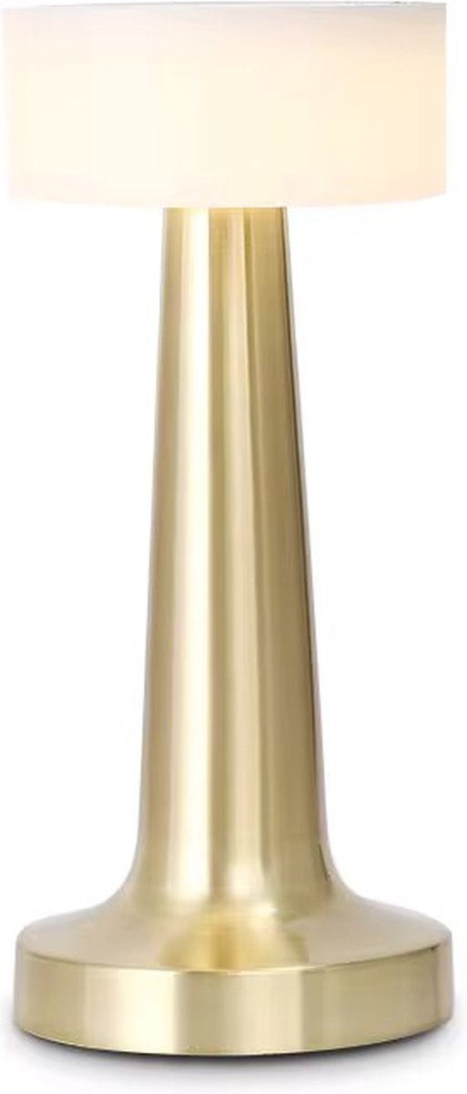 Luxus Europe - Draadloze Tafellamp Touch - Isabel - Goud - 21cm - Tafellamp Slaapkamer - Decoratieve tafellamp - Oplaadbaar - Dimbaar