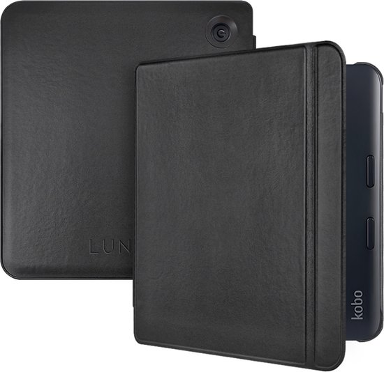 Lunso Geschikt voor Kobo Libra Colour hoes (7 inch) - echt leren sleepcover - Zwart van Lunso — afbeelding 5