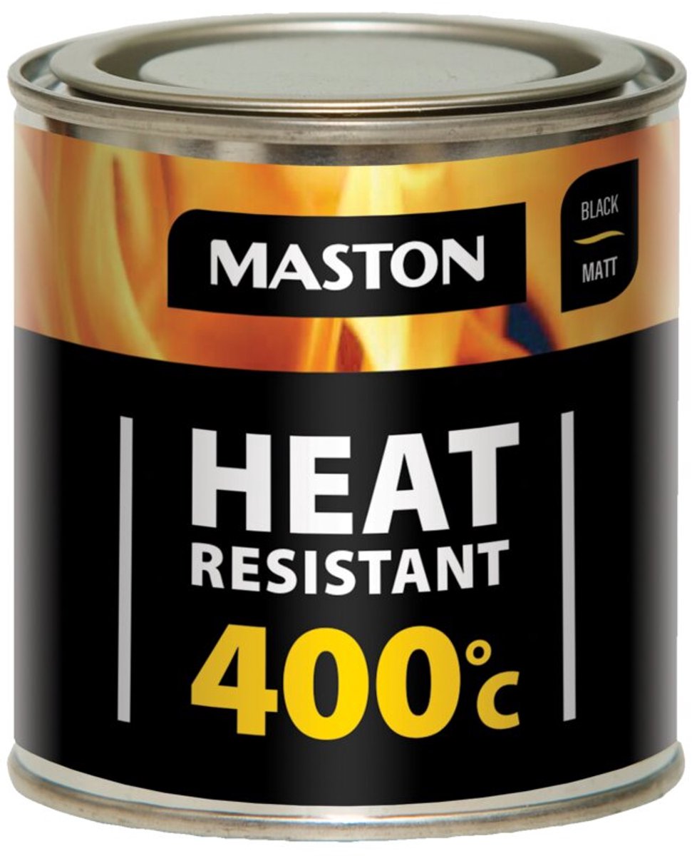 Maston Heat Resistant 400°C - Mat - Zwart - Hittebestendige Verf - 250 ml