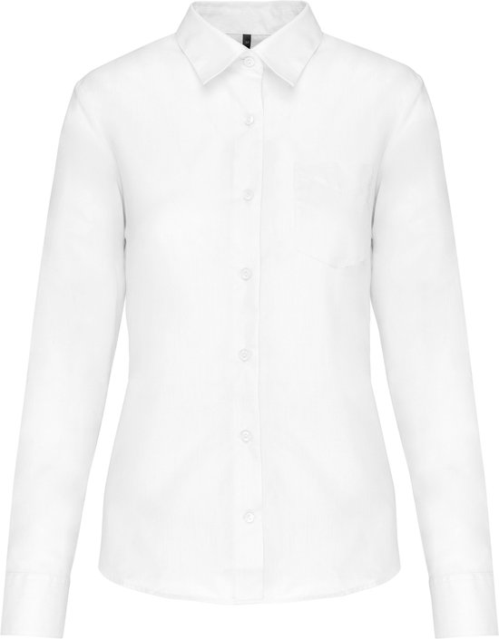 Kariban Overhemd in onderhoudsvriendelijk polykatoen-popeline dames K549 - White - M