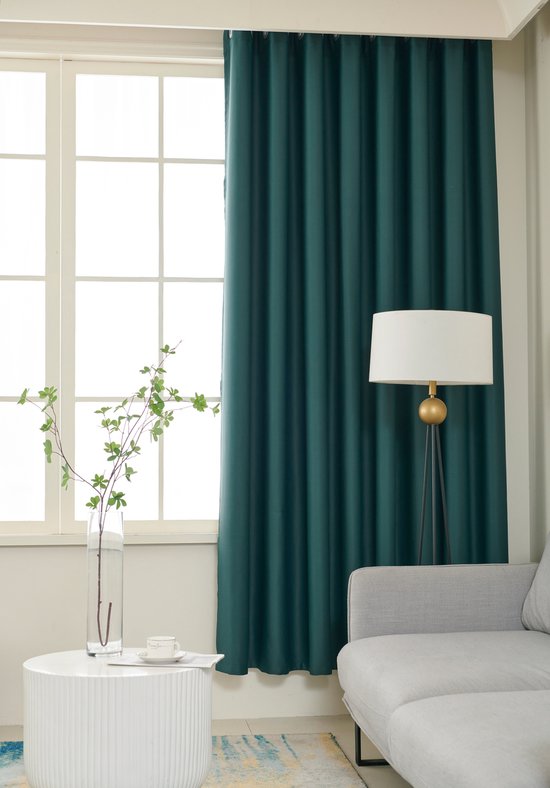 Home of Curtains – RUBEN basisserie – gordijn met ringen – verduisterend – kant-en-klaar – 144 x 180 cm (b x h) – oudhollandsgroen