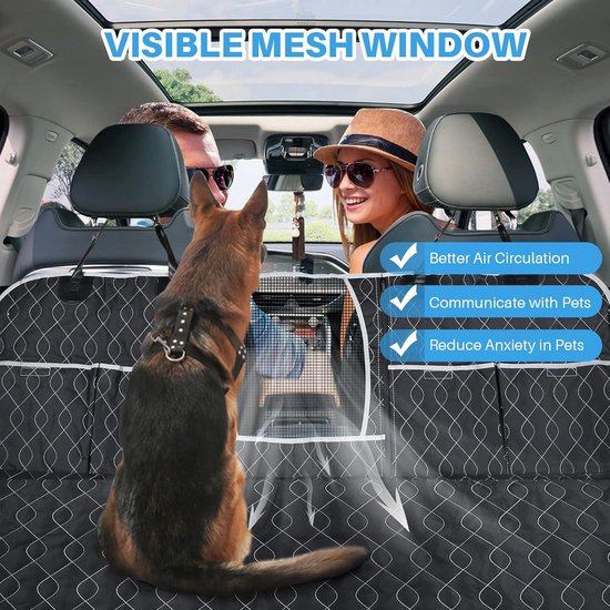 Opgewaardeerde Honden Autostoelhoes 2023 - 100% Waterdicht en Antislip - Met Zijkleppen en Visueel Venster - Duurzame Honden Auto Hangmat - 145x150cm van Pecute — afbeelding 3