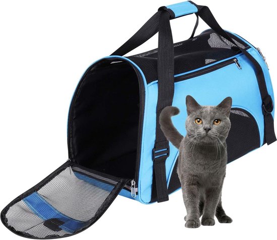 LOVPET® Transportbox Hund Katze Transporttasche XXL 92x64x64cm | Hunde-Tragetasche Faltbare Katzentasche | Haustier-Transportbox inkl. Hundenapf & Schultergurt | für Katzen & Hunde Schwarz
