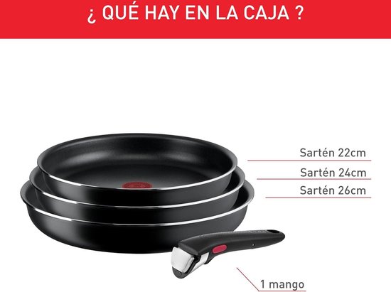 Tefal Ingenio Enjoy Pfannen-Set, 3-teilig, 22/24/28 cm Abnehmbarer Griff, induktionsgeeignet, antihaftbeschichtet, Titanbeschichtung, Thermo-Signal, schnelles Aufheizen, spülmaschinenfest und Tefal Ingenio Enjoy Pfannen-Set, 3-teilig, 22/24/28 cm Abnehmbarer Griff, induktionsgeeignet, antihaftbeschichtet, Titanbeschichtung, Thermo-Signal, schnelles Aufheizen, spülmaschinenfest und