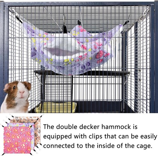 2 Stuks Cavia-hangmat – Zacht Fleece Bedje Voor Kleine Huisdieren, Met Haken En Dubbellaags Ontwerp