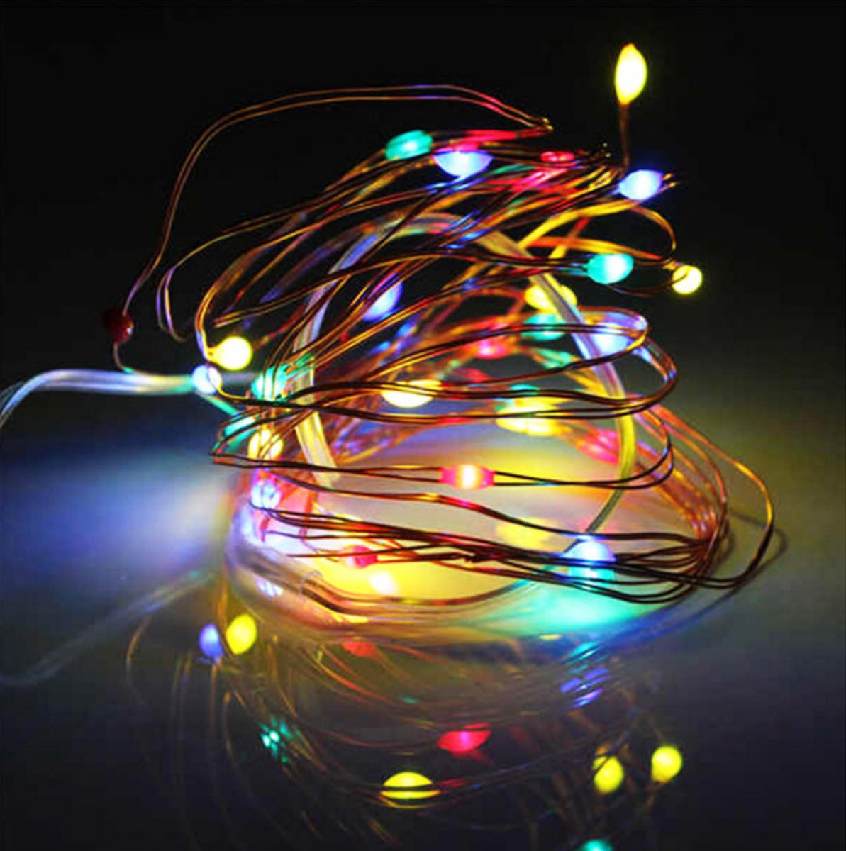 KIMU® Led Lampjes Snoer - Rood Geel Groen Blauw 5 meter Lichtsnoer - Kerstverlichting Verlichting Kleding Lichtjes Ledlampjes Streng Multicolor CR2032 Festival