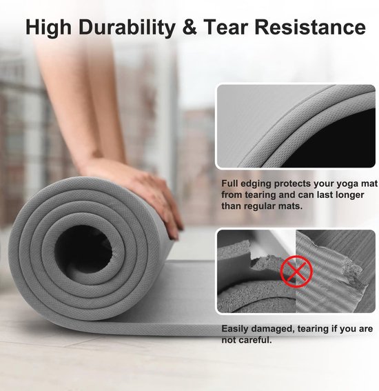 Dikke Antislip Yogamat 10 mm - 183 x 61 cm Fitnessmat voor Pilates, Yoga en Thuis Trainingen — afbeelding 4