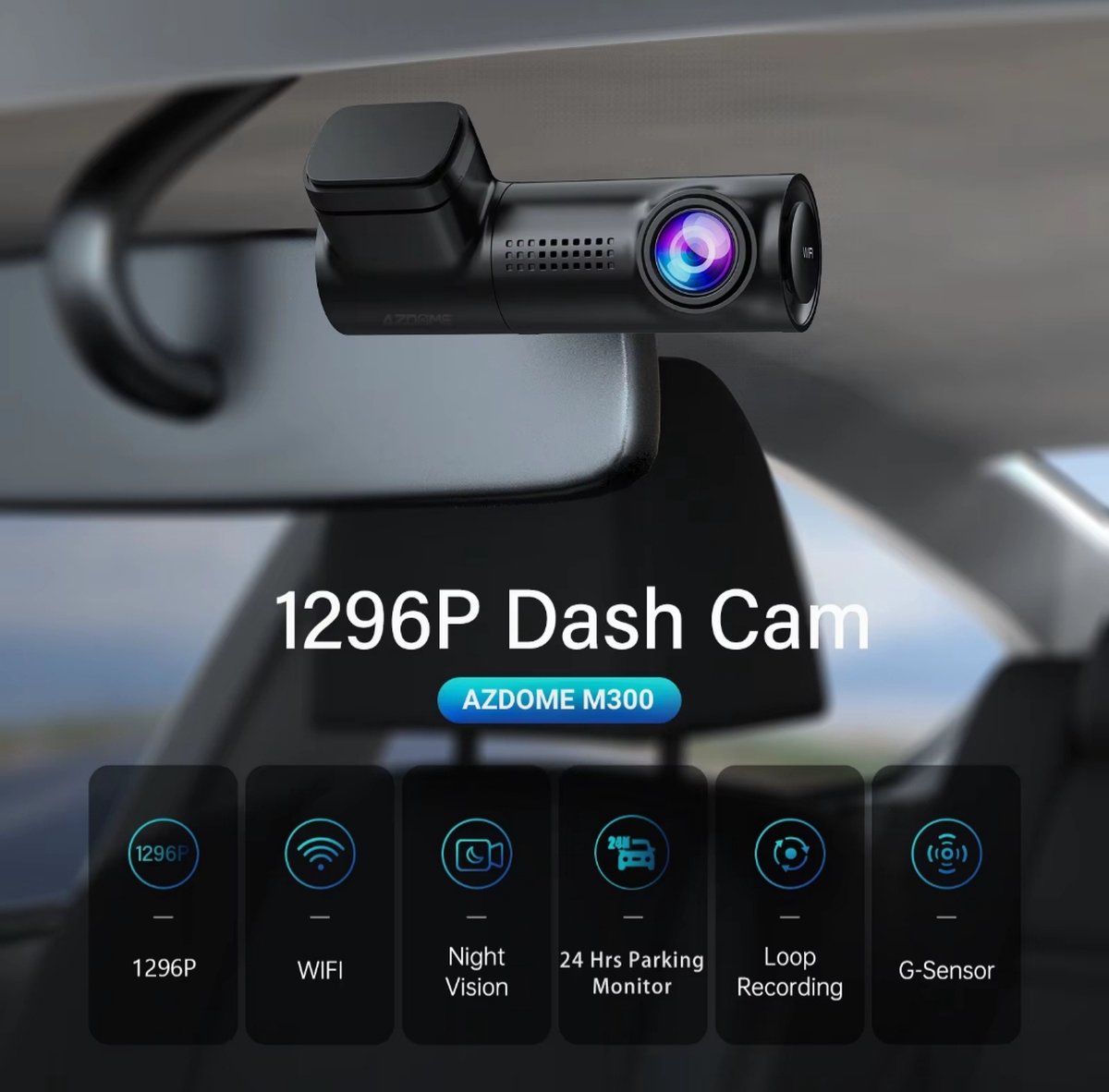 Azdome M300 1296P dashcam voor auto - Full HD - Wifi - Nachtzicht - G-Sensor - Loop recording- 2024 model – foto 3