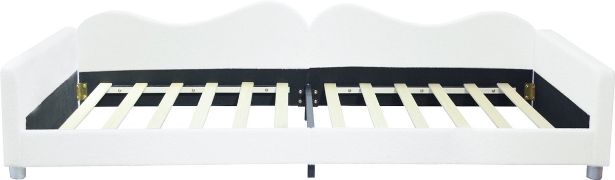Gutent Slaapbank 90x200cm Kinderbed Zonder matras Gestoffeerd bed Jeugdbed Wit