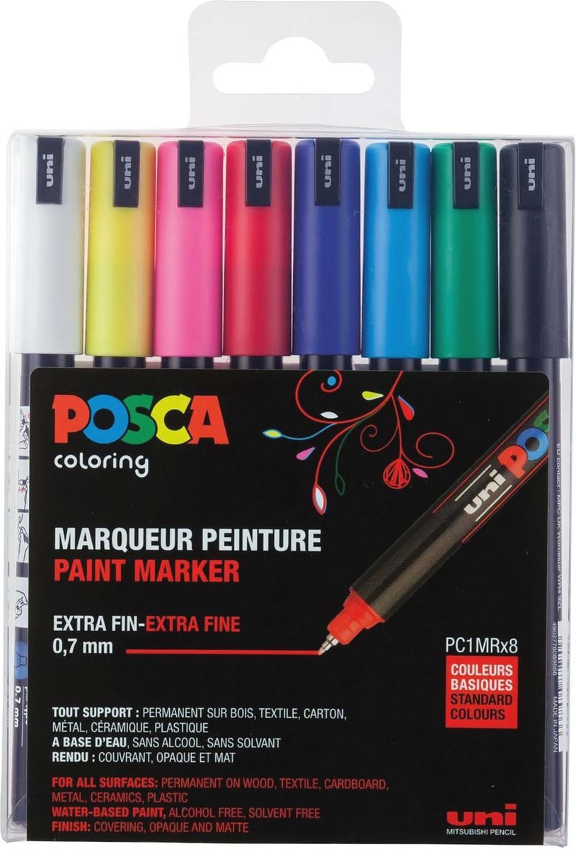 Marker Set van 8 met Gekalibreerde Punt - Aquarelleerbare Kleurmarkers voor Diverse Oppervlakken