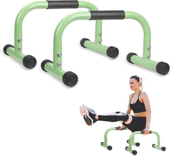 KingMile parallettes, handstand, grote push-up-bar & dipbars, antislip push- upgrepen, calisthenics apparatuur voor binnen en buiten, geschikt voor fitness thuis en push-ups (roze