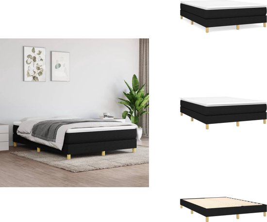 vidaXL Cadre à sommier tapissier - Zwart - 203x140x25 cm - Matériau durable - pieds de support - sommier à lattes en contreplaqué - vidaXL - Lit