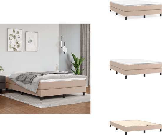 The Living Store Sommier tapissier simili cuir cappuccino 140x200 cm - Sommier tapissier - Sommier tapissier - Lit - Lit bébé - Meubles de couchage - Cadre de lit - Sommier - Lit double - Sommier tapissier - Lits - Lits Berceaux