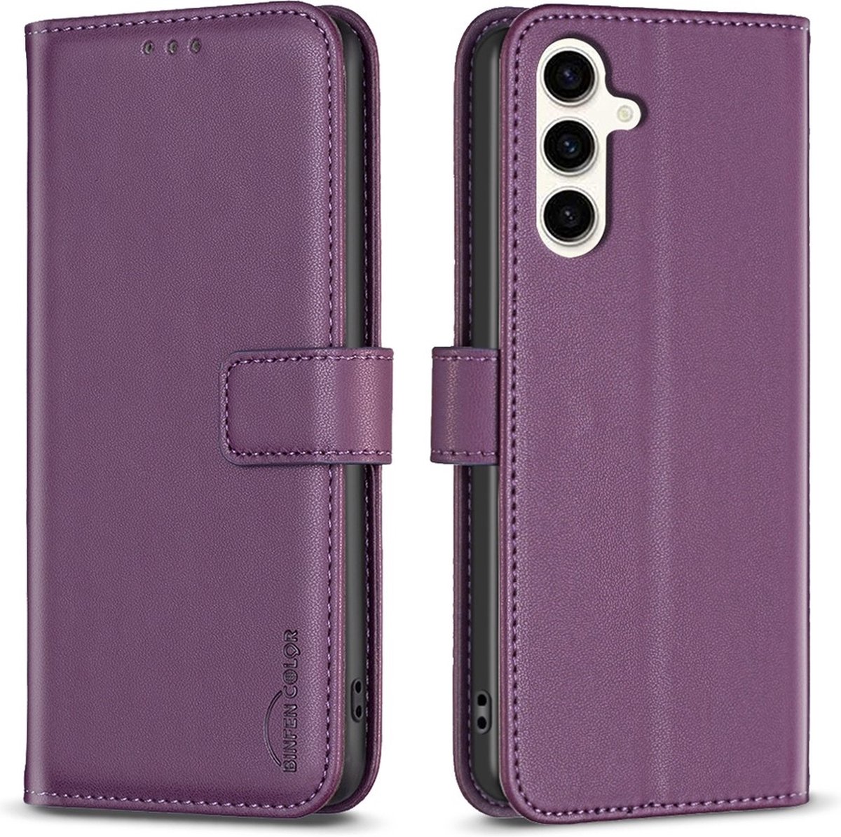 BINFEN Hoesje - Geschikt voor Samsung Galaxy S24 FE Hoesje - BINFEN Book Case - Paars