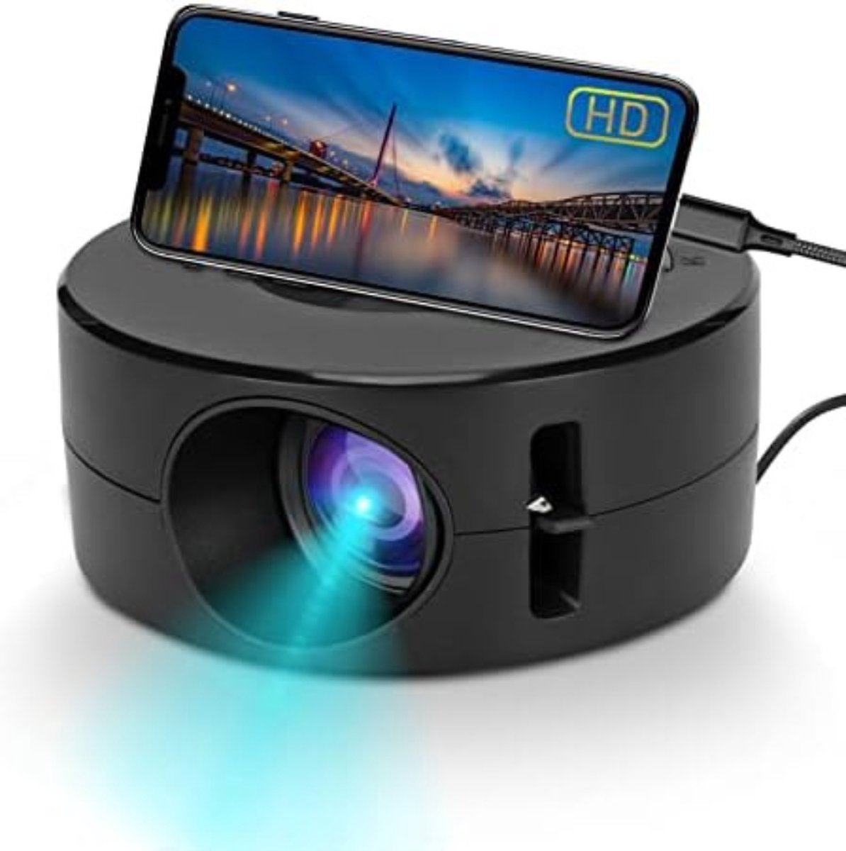 Mini Beamer - Schermresolutie van 1920x1080 - Projector - Mini Projector - HDMI - USB - Zwart - Smartphone - Draagbaar - Ingebouwde speaker